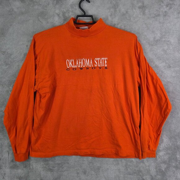Mens Red Oak Orange Shirt Oklahoma State Cowboys Long Sleeve Mock Neck Size XXL - Picture 2 of 8